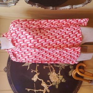 Women's Pink Patterned Button-Up Blouse